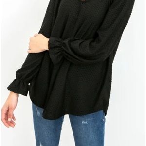 Polka Dot gathered sleeve top